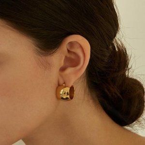 18k Gold Hoop earring| Small wide thick hoops